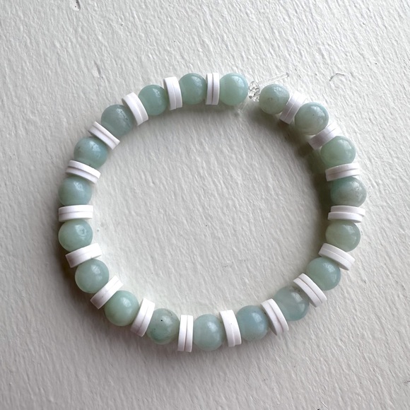 Clay bead bracelet pearl bead handmade stretch - Picture 3 of 4